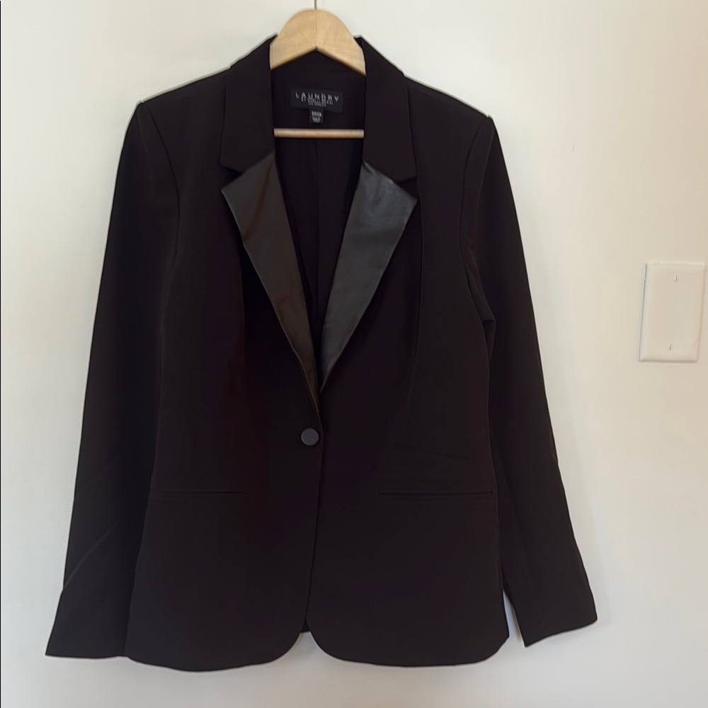 Laundry - vegan leather trimmed tux jacket for women